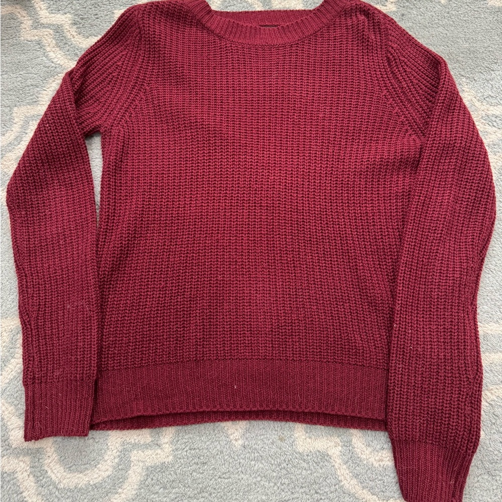 Jack by BB Dakota maroon open back sweater, size small